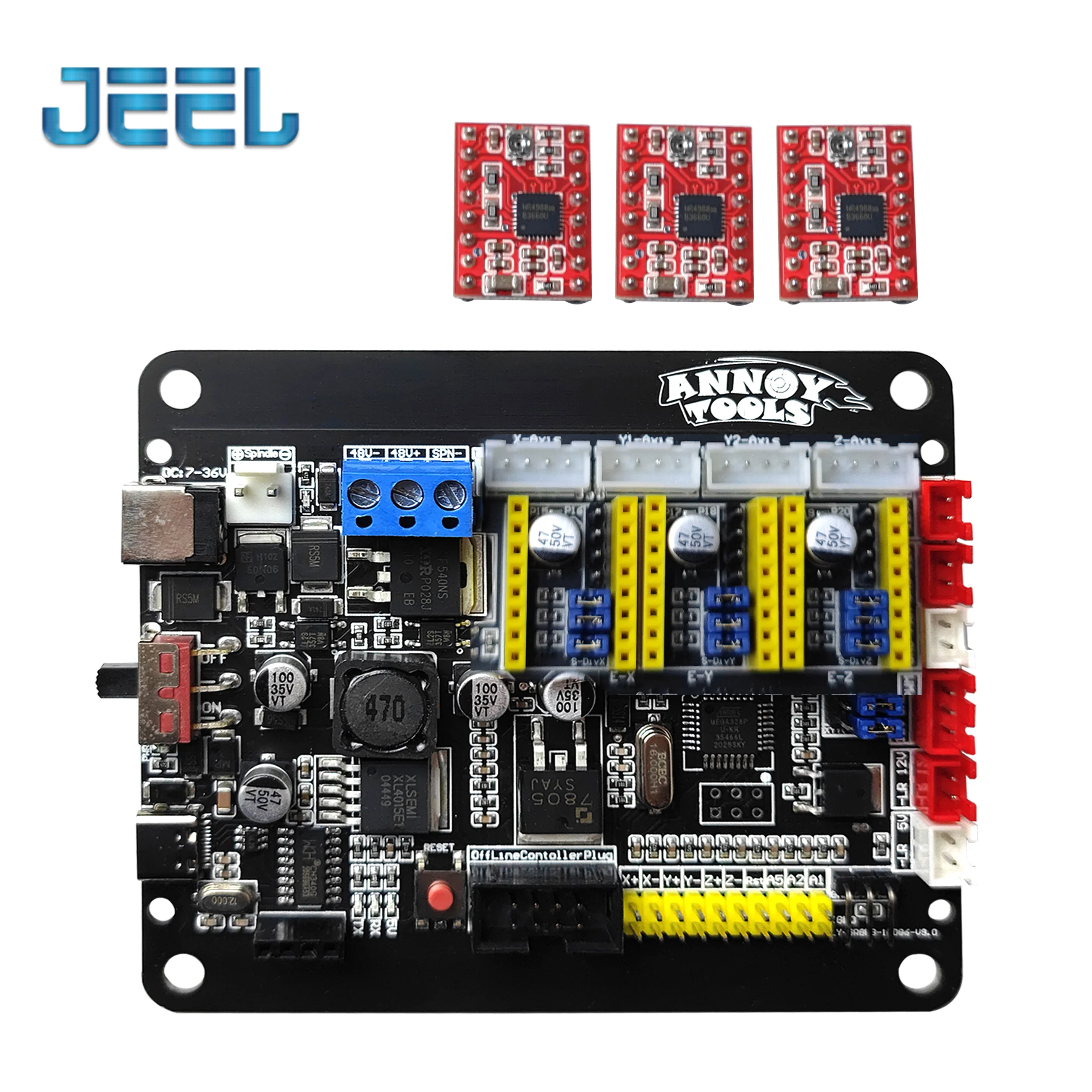 Grbl Cnc-controlador de Roteador Motor de Passo de Eixos Conecta 300w Eixo Duplo y Placa de Driver Usb para Laser Cnc Acionador do motor