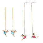 Милые длинные серьги-кисточки в виде летающей птицы, хрустальные подвески в виде птицы, висячие серьги, ювелирные изделия