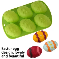 6 cavity easter egg shaped silicone baking mold diy 3d cake mold muffin chocolate cookie baking mould pan ice maker mould