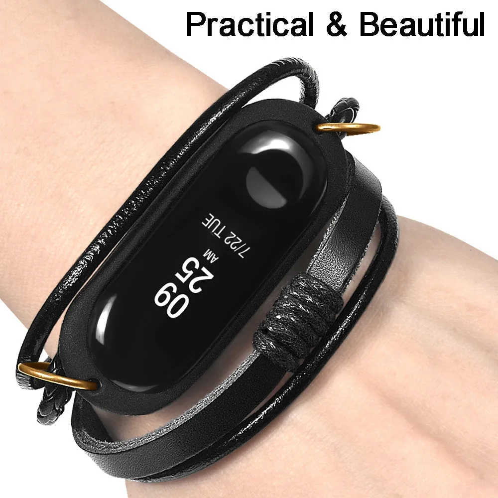Сменный плетеный кожаный ремешок для смарт часов Xiaomi Mi Band 3|Смарт-аксессуары| |