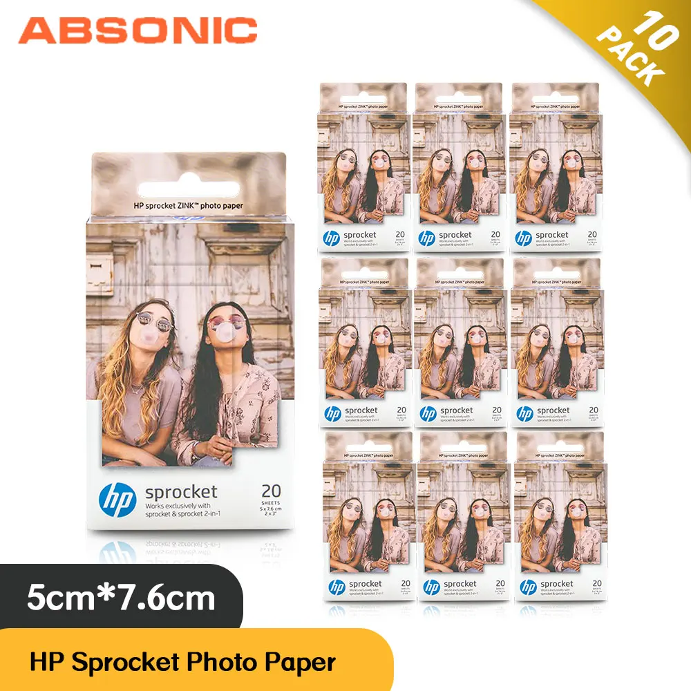 Absonic 10 коробок (200 листов) HP цинкованные Фотобумага для звездочки 2x3 &quotлипкий