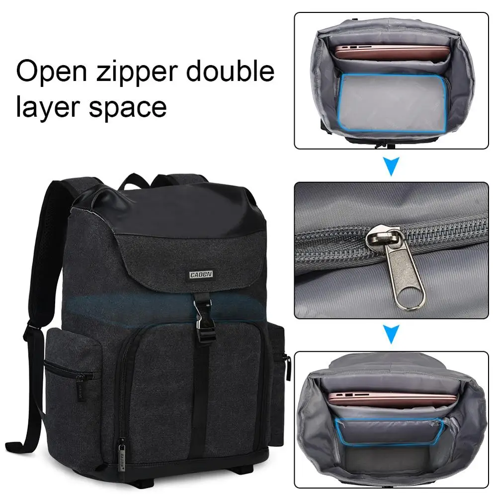 caden camera backpacks water resistant large capacity bags for men women for nikon canon sony dslr len tripod outdoor travel bag free global shipping