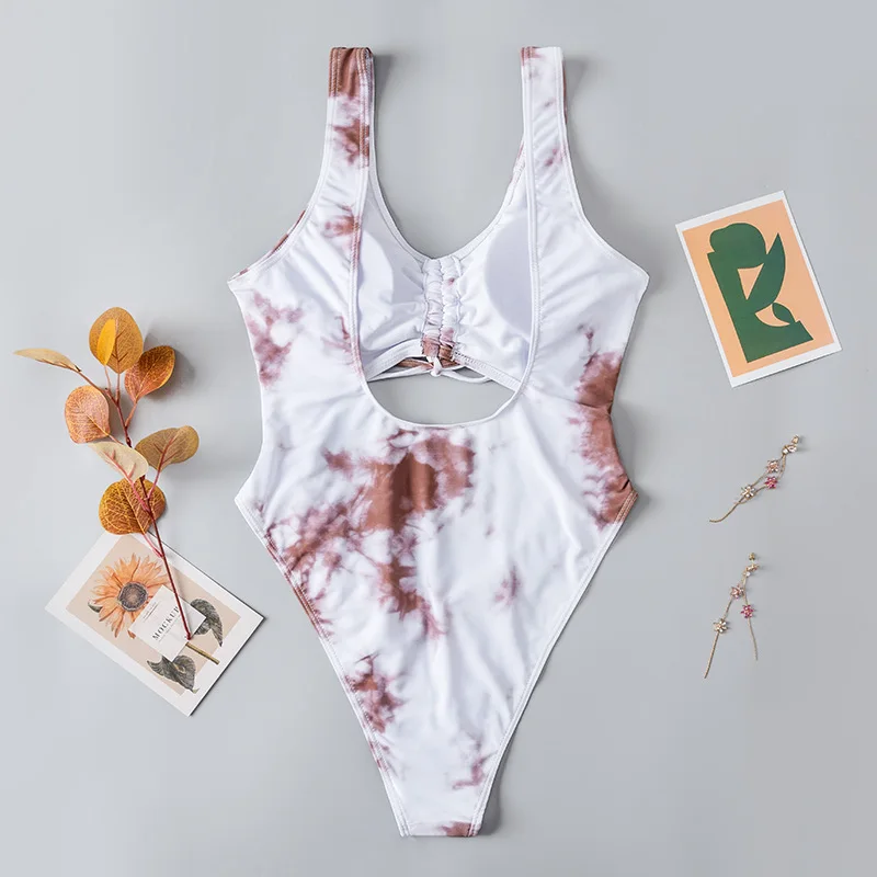 Цельный купальник с завязками на шее 2020 бикини высокой талией бразильский