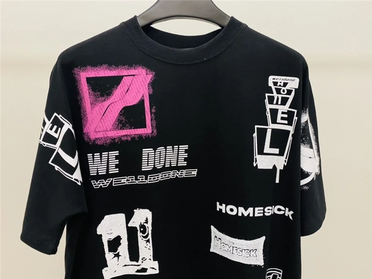 

Graffiti WE11DONE Logo T-shirt Summer Men Women Classic Welldone Tops Oversize Tee