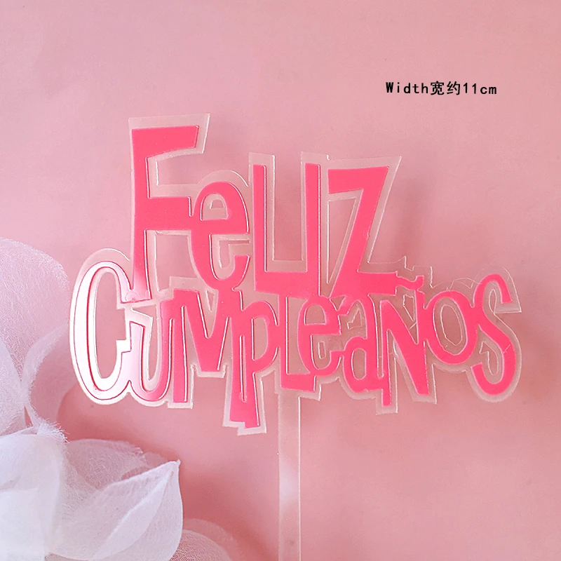 Feliz cumплинсы. Акриловые конфеты Español цвет соответствует испанскому для украшения