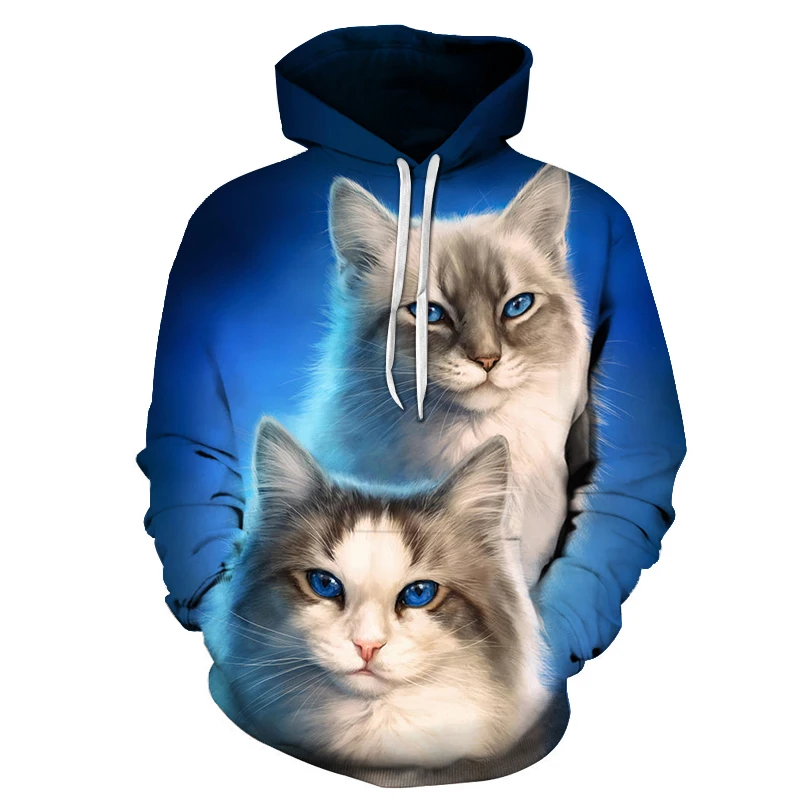

New summer products men's hoodie with animal prints 3D cat outdoor casual hoodie brand hoodie street style sportswear
