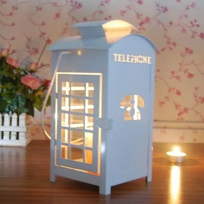 

Белый, полый, железное искусство, телефонная будка, ветровая лампа, подсвечник, лампа-свеча, украшение