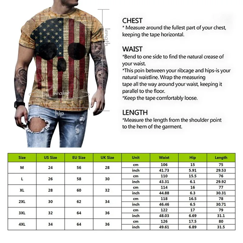 

2021 Men's T-shirt American Flag Print T-shirt Summer Round Neck Cool Oversize Muscle Streetwear Clothing Tshirt Men