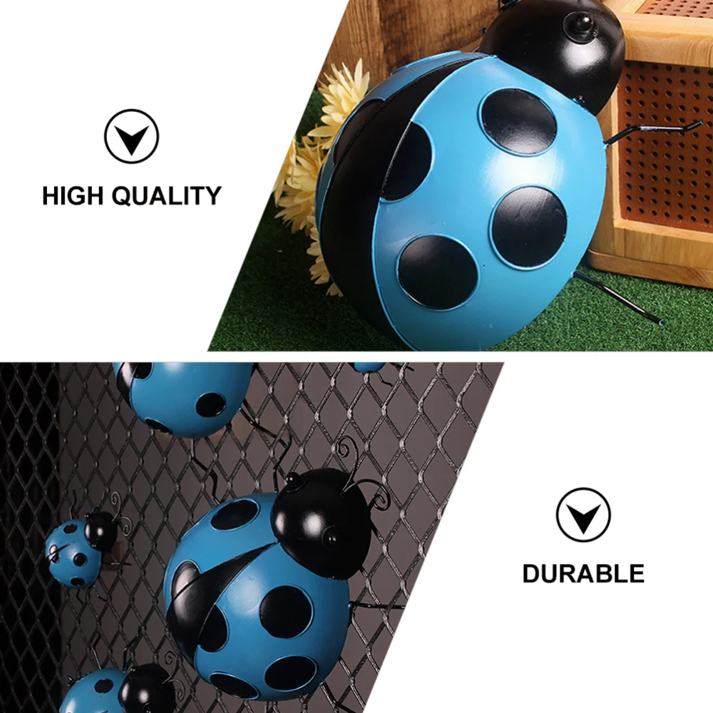 

3pcs Simulation Iron Ladybug Backyard Garden Decorations Children Gift