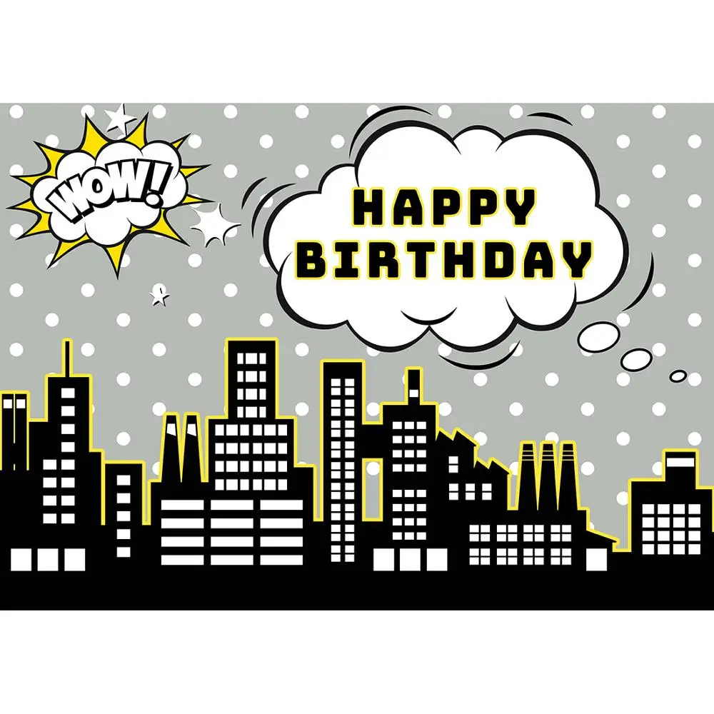 Фон стены Happy Birthday супергеройской темы, настраиваемые фоны для фотостудии, баннеры для вечеринки детей мальчиков.