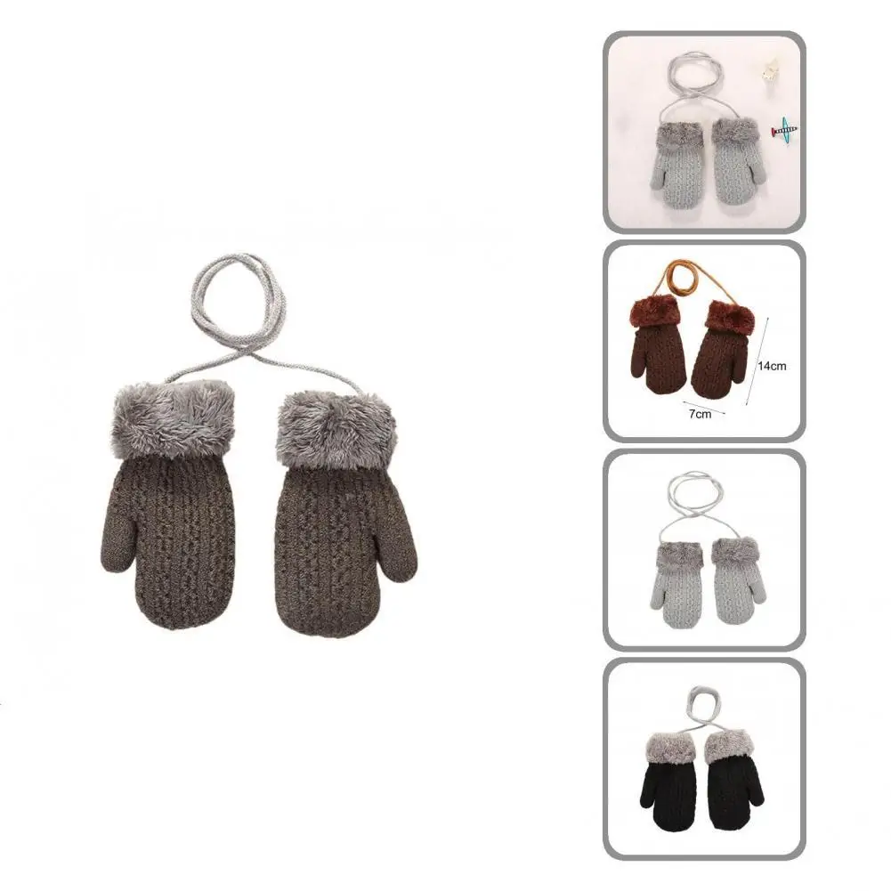 

1 Pair Gloves Stretchy Acrylic Fiber Mittens Cold Resistant Heat Insulation Winter Gloves for Toddler Knitted Gloves