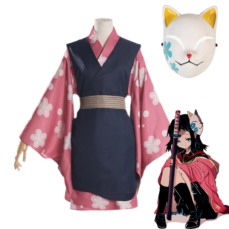 

Anime Demon Slayer Makomo Cosplay Costume Kimetsu no Yaiba Kimono Uniform Wig Hair Accessories Set Women Men Halloween Party