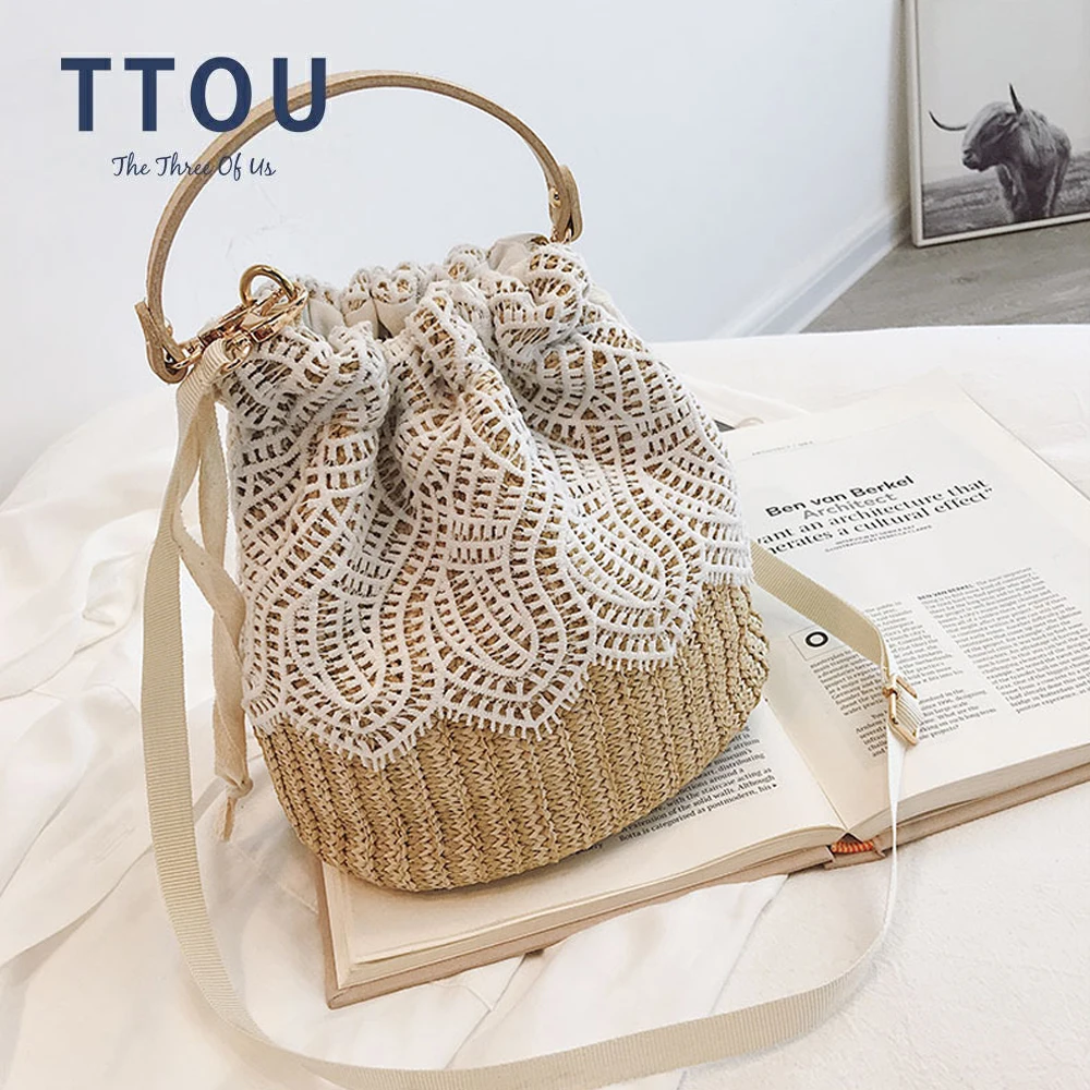 Кружевная Соломенная Сумка для женщин модный плетеный тоут отпуска богемный