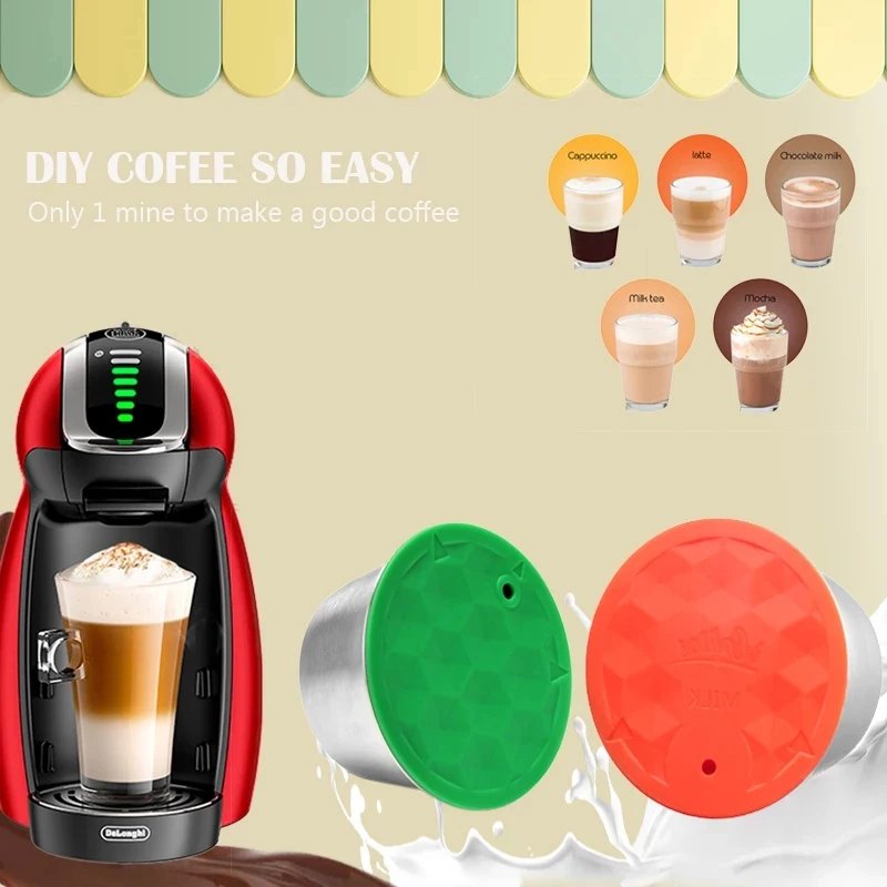 

iCafilas Stainless Coffee Capsule Milk Capsule For Nescafe Dolce Gusto Refillable Coffee Capsule Pod Filter With Tamper
