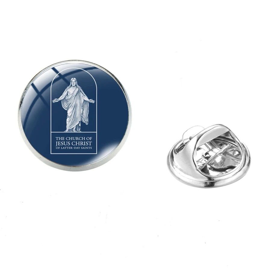 Значок Mormon Иисус Христа стеклянный кабошон булавки из нержавеющей стали на
