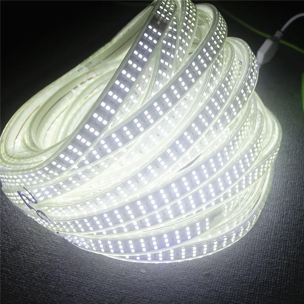 AC 220 В 276 светодиодный s/m 180 s/М SMD 2835 полосы лампы три ряда Водонепроницаемый гибкий