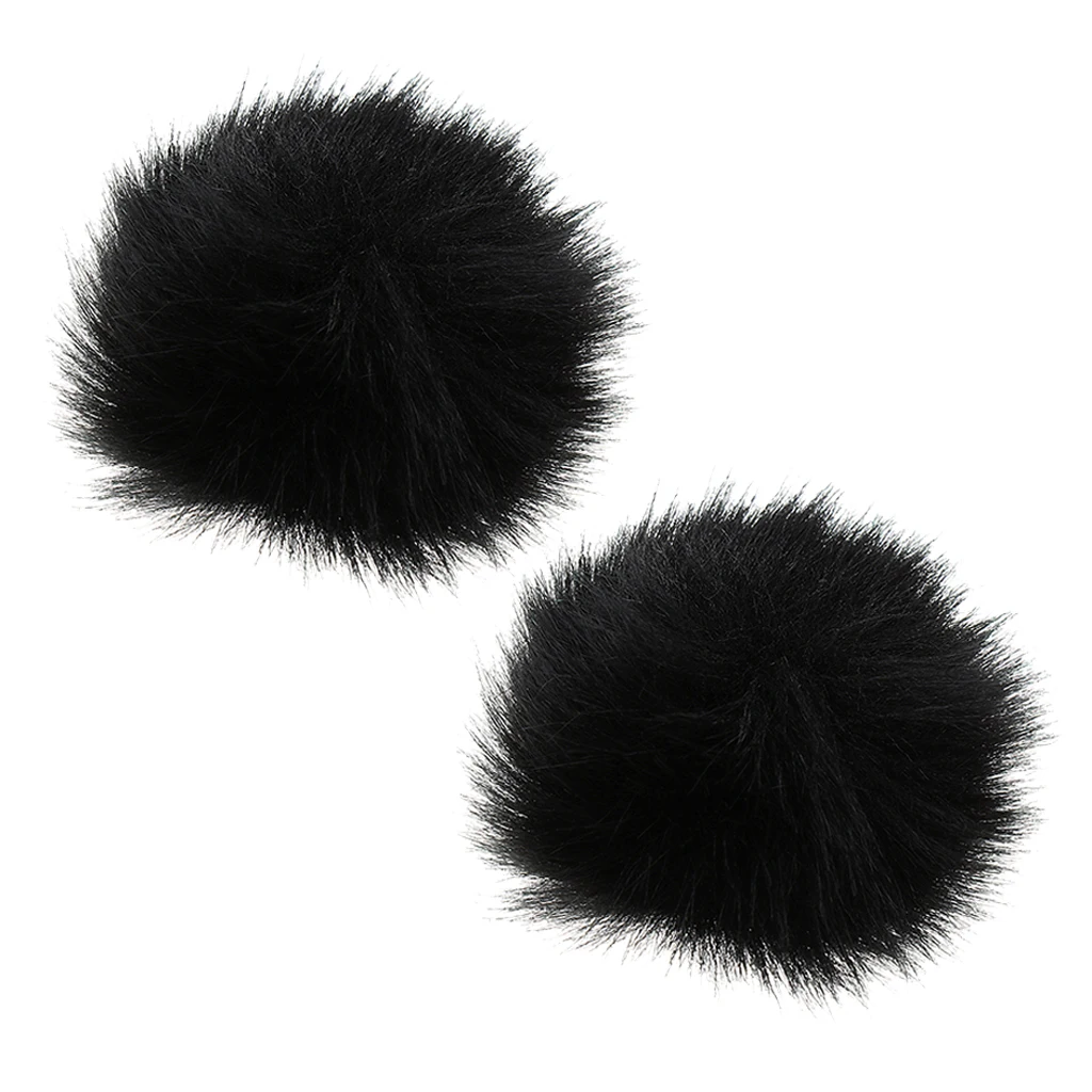 2xFurry Windscreen Windshield Wind Muff Lavalier Lapel Microphone Mic Black | Спорт и развлечения