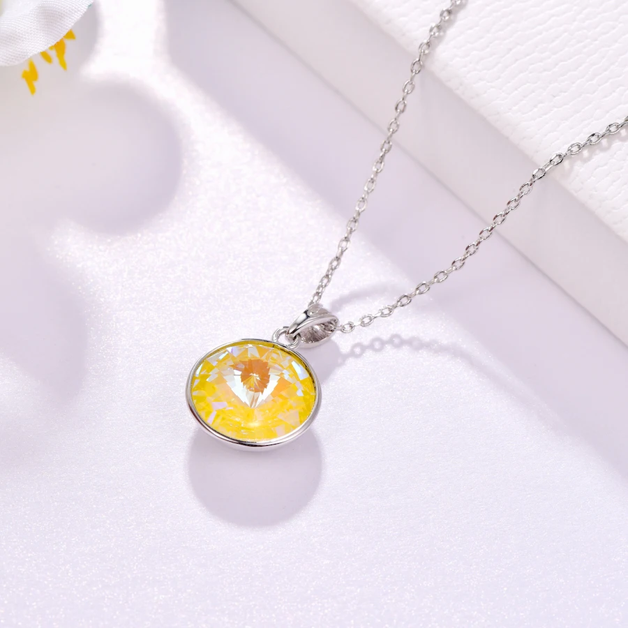 Ожерелье с кристаллами Swarovski, новая мода, круглый камень Bella RIVOLI, ожерелье с кулоном для женщин, элегантные вечерние ювелирные изделия на свадьбу