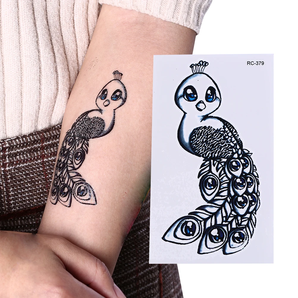 

Waterproof Cute Mini Peacock Temporary Tattoo Sticker Arm Peacock Old School Tatto Stickers Flash Tatoo Fake Tattoos For Women