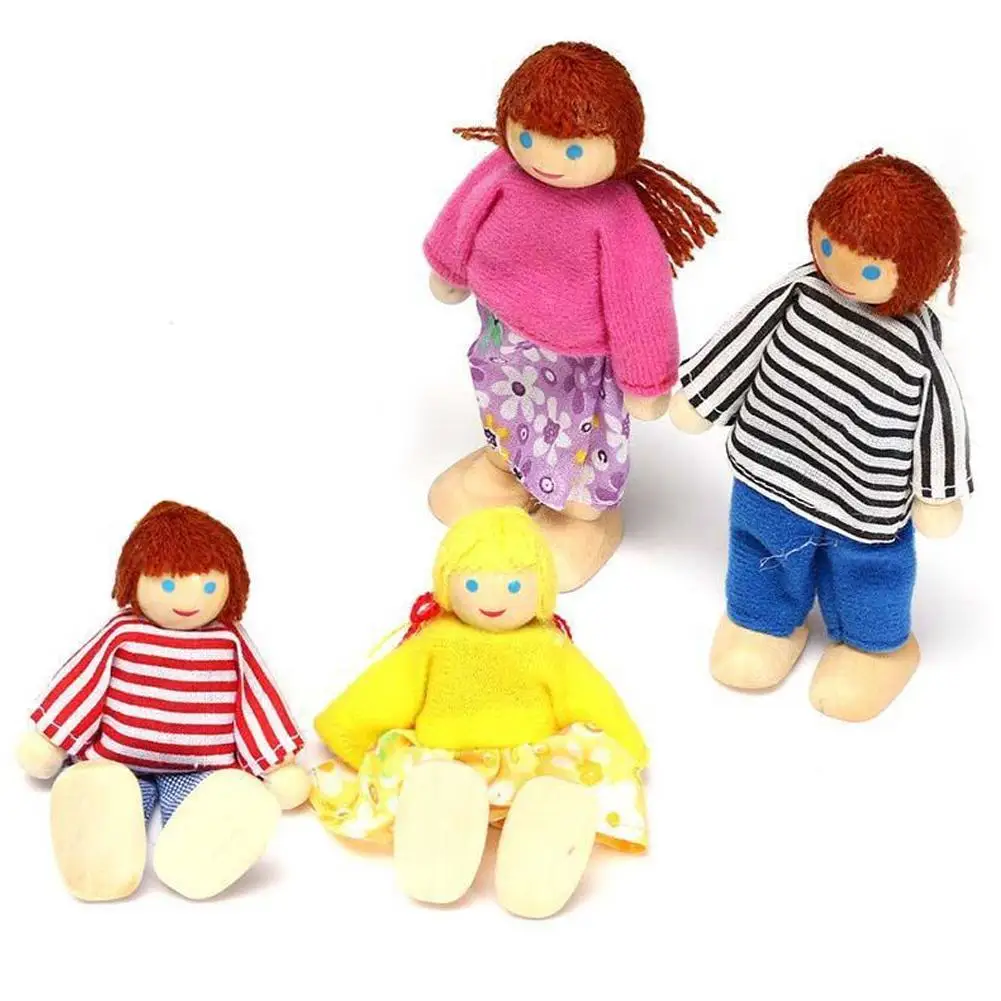 6 шт. милая кукла деревянный дом семейный набор для детей игрушка ролевых игр