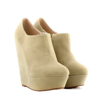14cm super high winter boots for women wedges platform flock womens high heels ankle fashion short shoes