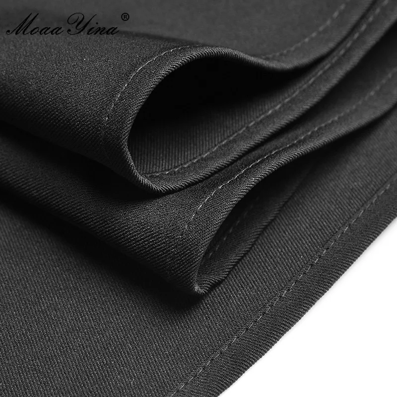 

MoaaYina Fashion Designer dress Autumn Women's Dress Cloak Sleeves Lace Black Streetwear Dresses