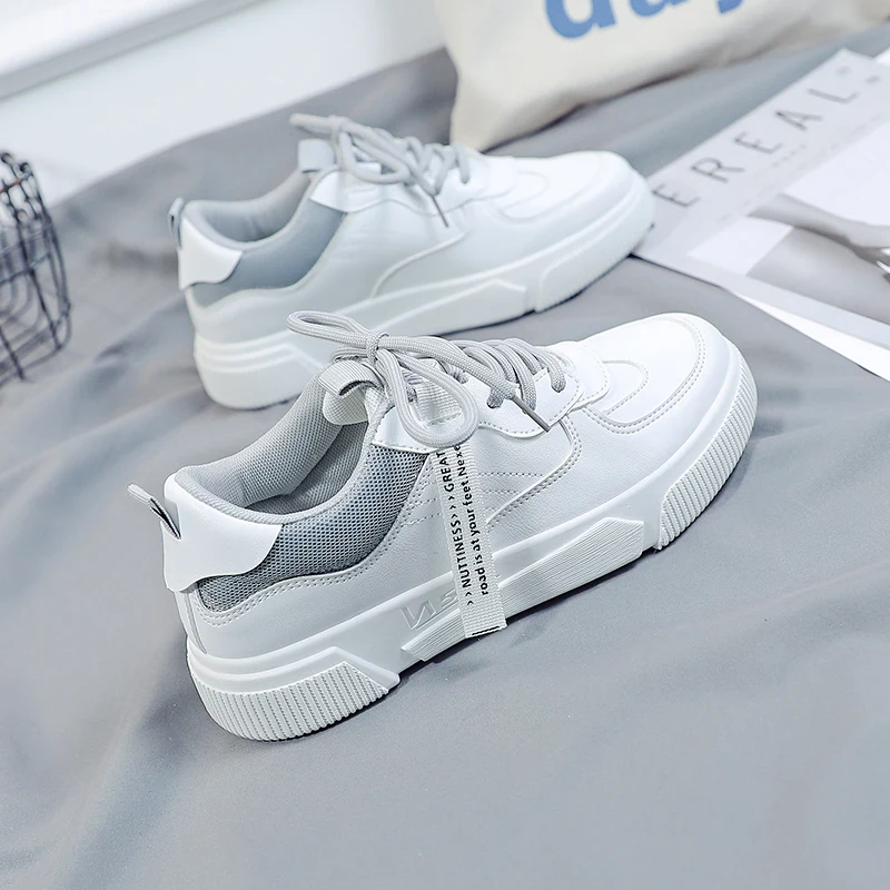 

Big Size Women Sneakers Autumn Leather Light White Sneaker Female Platform Vulcanized Shoes Spring Casual Breathable Sports Shoe