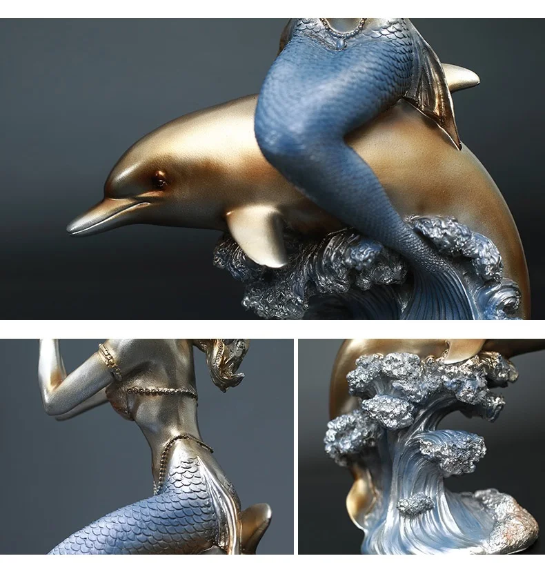 

Mediterranean Mermaid Handicraft Conch Dolphin European Marriage and Relocation Gift Decoration