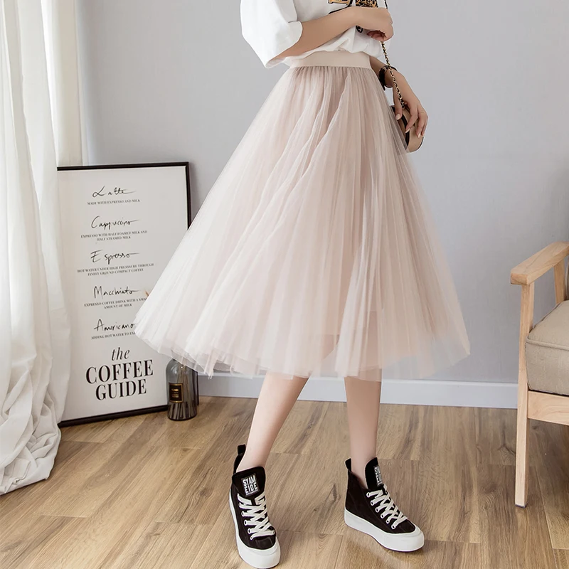 Фатиновая юбка Fitaylor женская летняя плиссированная с высокой талией черная