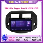 Автомобильное радио, мультимедийный видеоплеер, GPS-навигатор, 6G + 128G QLED CarPlay Android 10 для Toyota RAV4, RAV 4 2005 - 2013