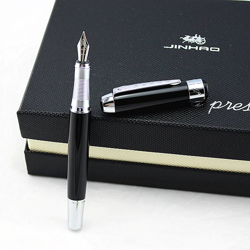Jinhao 250 Гладкий зажим для шампанского и серебра 0,5 мм/1,0 мм ручка для каллиграфии высококачественная металлическая авторучка ручки для рождественского подарка