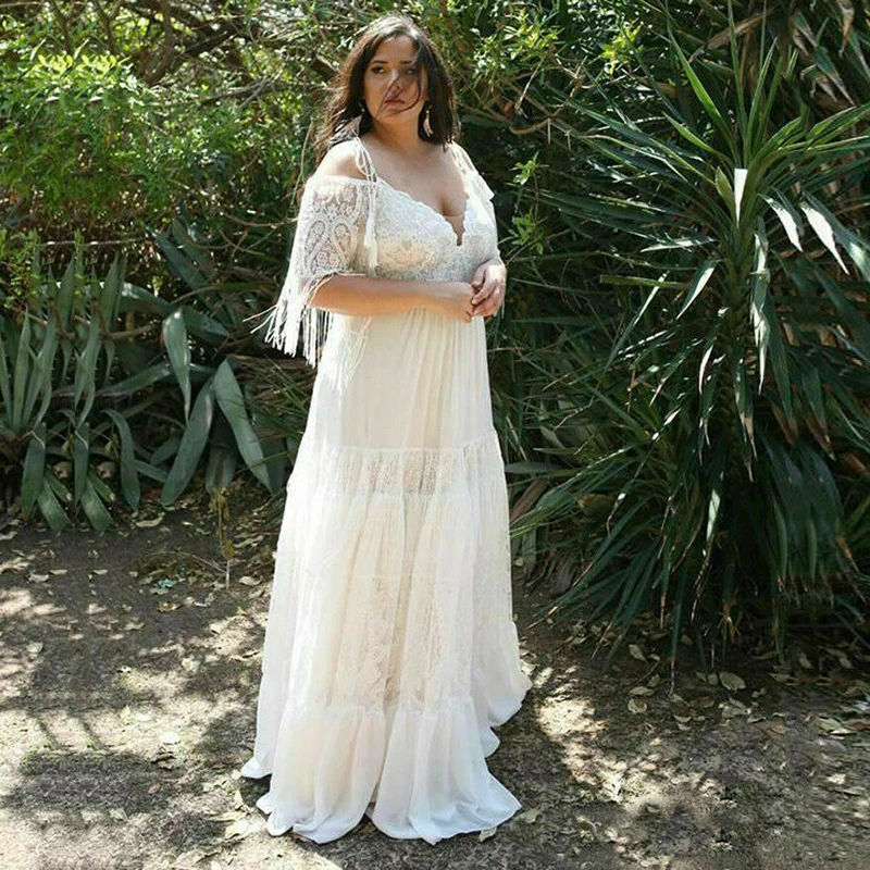 

New Arrival Big Size Wedding Dresses Lace Off Shoulder Sleeves Wedding Gowns Plunge V Neckline Bridal Dresses Backless 2021