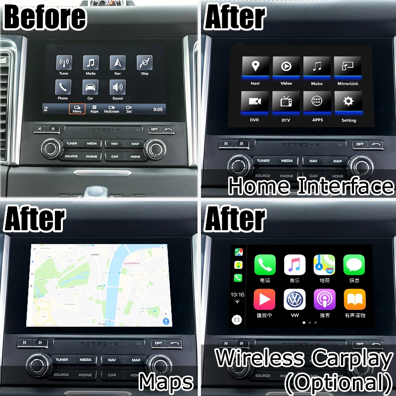 Интерфейсная коробка для Android / carplay Porsche Macan PCM 4 0 2016-2017 интерфейсная видео