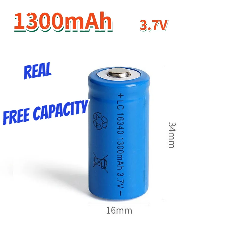 

1300mAh 3.7V Li-ion Rechargeable 16340 Batteries CR123A Battery For LED Flashlight Travel Wall Charger For 16340 CR123A Battery
