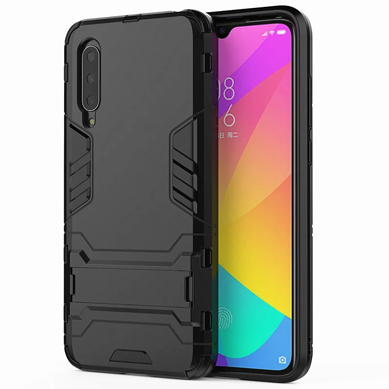Bracket Black Xiaomi Mi 9 Lite A3 Lite Гибридный противоударный бронированный автомобильный чехол для телефона с кольцом-подставкой для Mi A3Lite 9 Lite CC9 CC9E чехол-Кобура - Цвет: Bracket Black