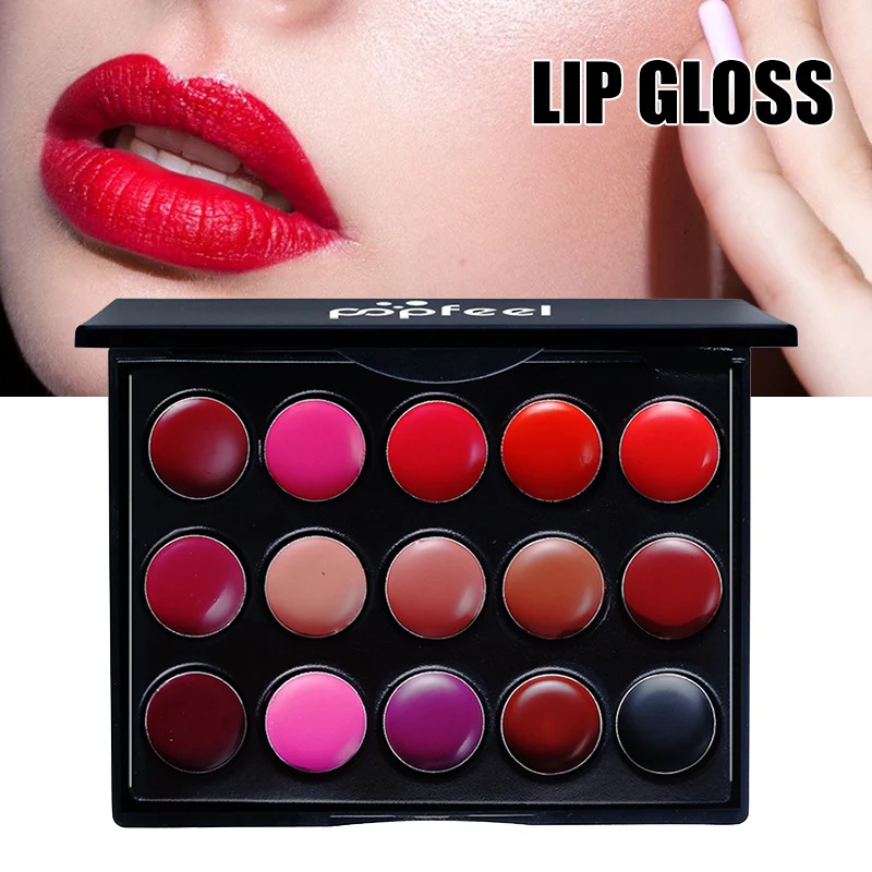 

15 Color Jelly Makeup Lipstick Palette Waterproof Long Lasting Moisturizing Lips Balm Makeup Lip Gloss Palette Nn