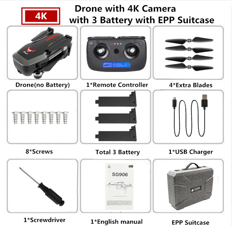 Black 3B EPP Box ZLRC SG906 RC gps Дрон 4K оптический поток Квадрокоптер с 5G wifi камерой селфи Дрон складной Квадрокоптер VS SJRC F11 PRO X9 - Цвет: Black 3B EPP Box