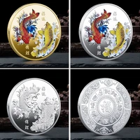lucky coin commemorative iron coin china mascot koi fish collectible coins luck badge souvenir business gift decorations