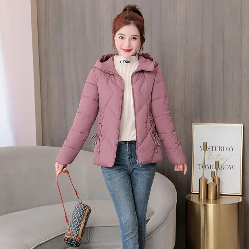 LDKVGSU Women's Winter Jacket Parkas Short 2021 New Fashion Women's Winter Coat Down Jacket Outwear Hooded Basic Jacket Women226