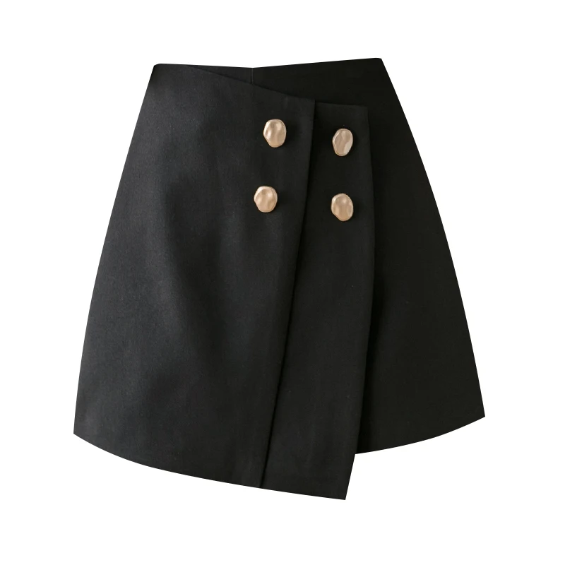 

Autumn Winter New Women Shorts Skirts Korean Fashion Irregular High Waist Shorts Casual Buttons Woman Culottes