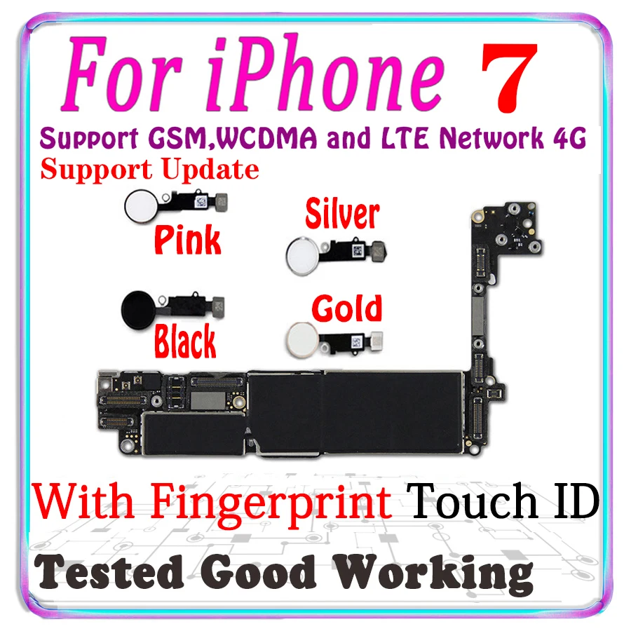 Материнская плата 32 ГБ/128 ГБ/256 ГБ для iphone 7 с Touch ID хорошо работающие логические