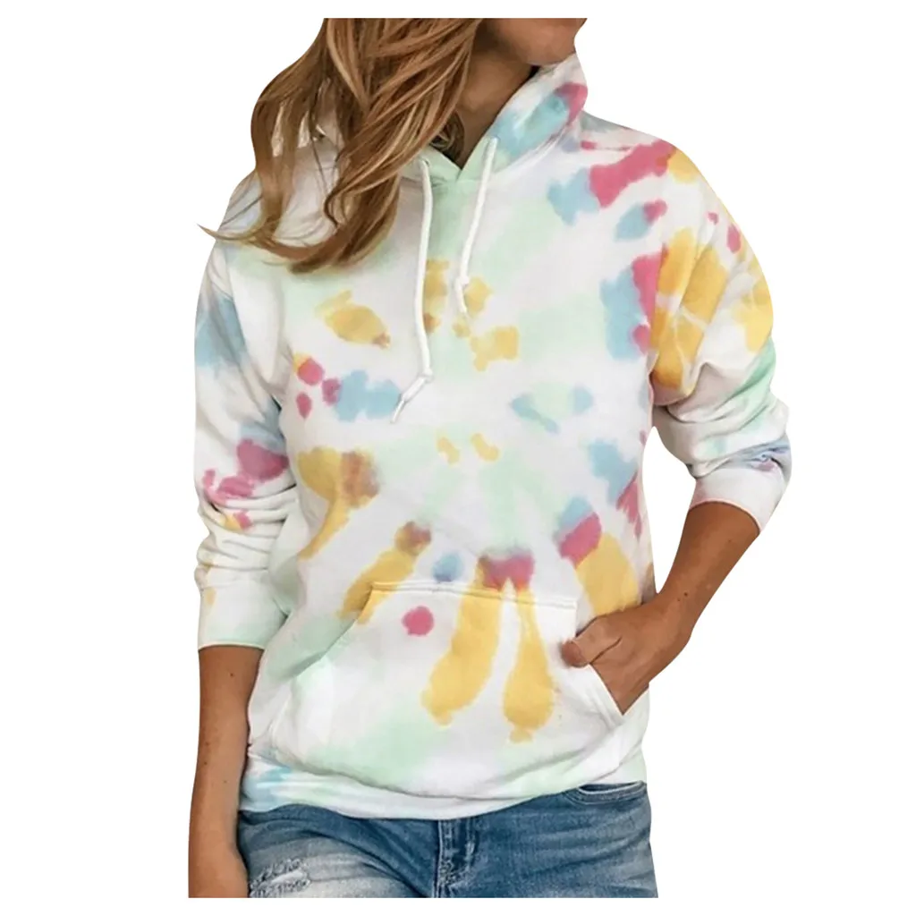 new arrival women sweetshirts Plus Size Tie-Dye Printed Gradient Pullover Long Sleeve Sweatshirt Top sudaderas para mujer