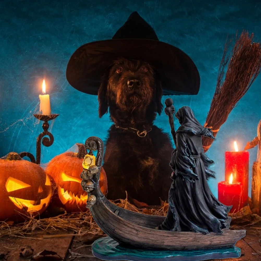 

2021 New Halloween Decoration Gothic Charon Ferryman Of The Underworld Light Up in the Dark Decoration Garden Halloween Decor