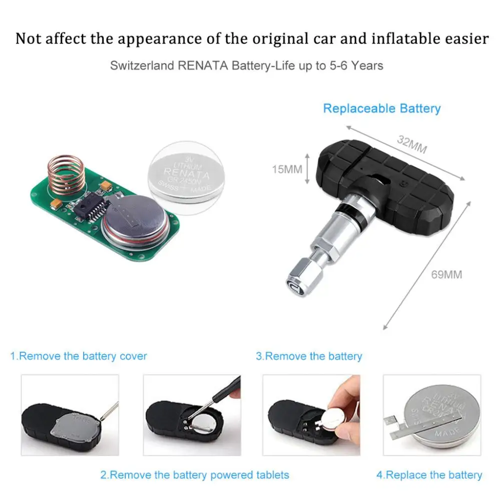 U912 TPMS беспроводная система контроля давления в автомобильных шинах 4 внешних датчика и ЖК-дисплей Встроенный монитор Автомобильные аксессуары