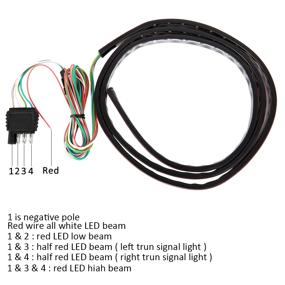 

150cm 12V 24V Truck Tailgate LED Strip Light Bar Triple Row 5-Function with For Jeep Pickup SUV Dodge Reverse Brake Turn Signal