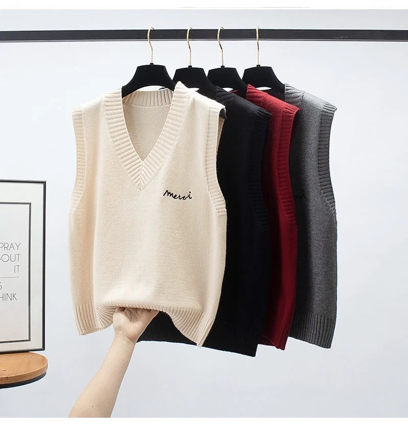 Женский однотонный трикотажный жилет Повседневный свитер без рукавов с