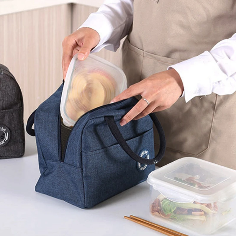 

2 Pcs Fresh Cooler Bags Waterproof Portable Zipper Thermal Lunch Bags Blue & Rose Red
