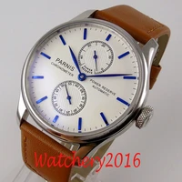 43mm parnis white dial power reserve blue marks st automatic movement mens watch