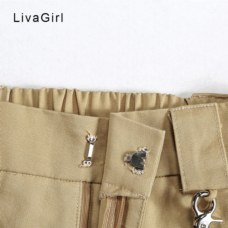 Solid Streetwear Beam foot cargo pants Joggers High Waist Loose Female Trousers | Женская одежда