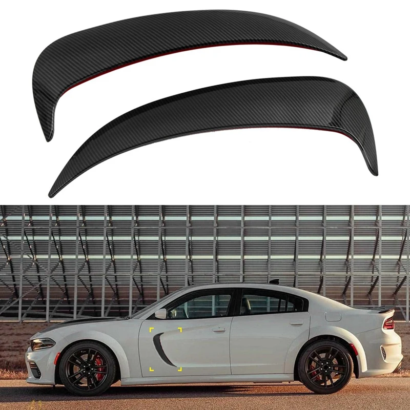 

Car Styling 2PCS ABS Carbon Fiber Air Intake Grille Trim Side Door Wind Knife for Dodge Charger 2015-2020 Accessories